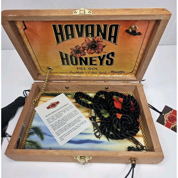 Havana Honeys Del Sol Vintage Wood Cigar Box Purse Orsons Place New W/strap - Picture 3 of 10